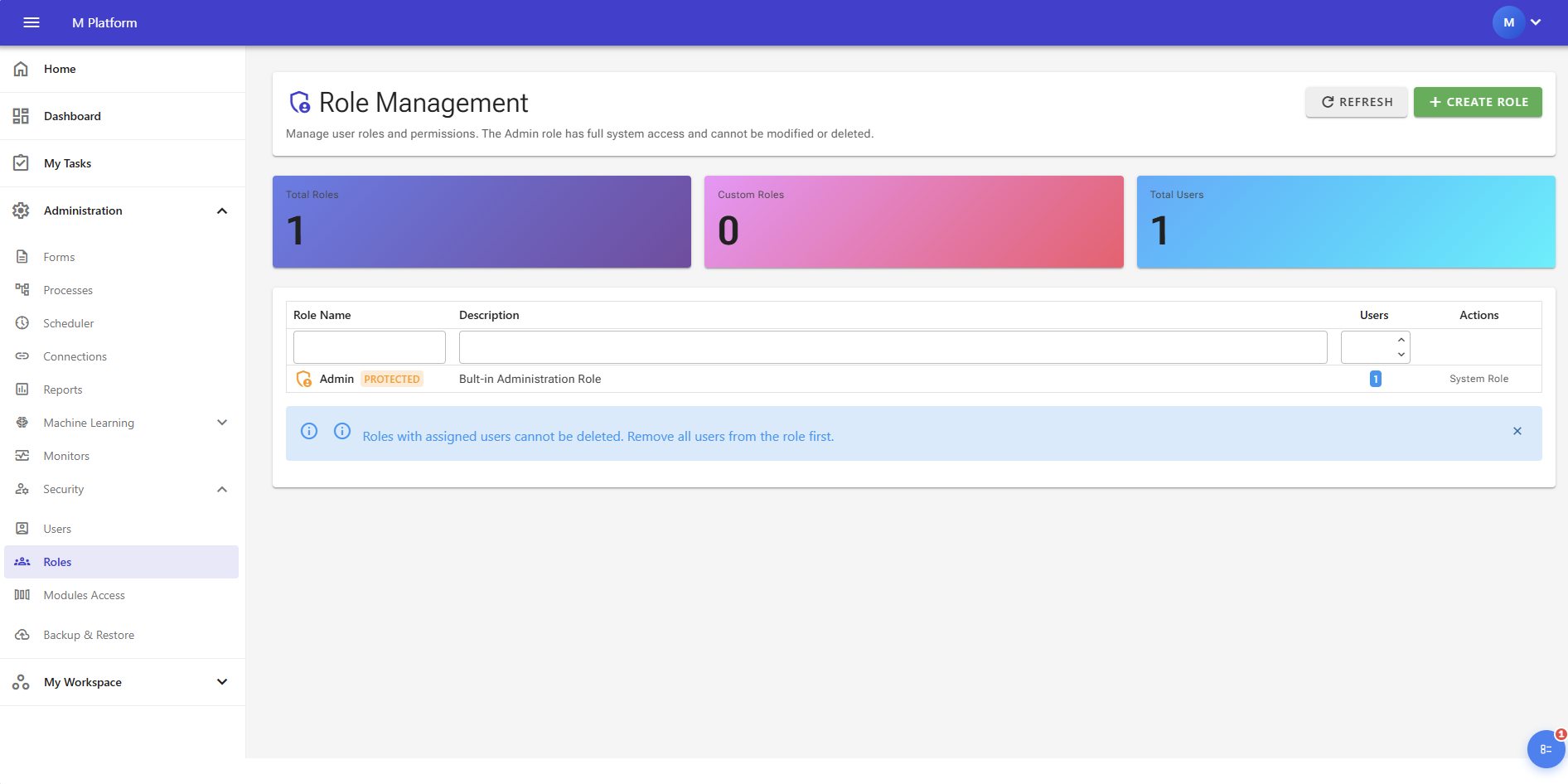 Administration module screenshot